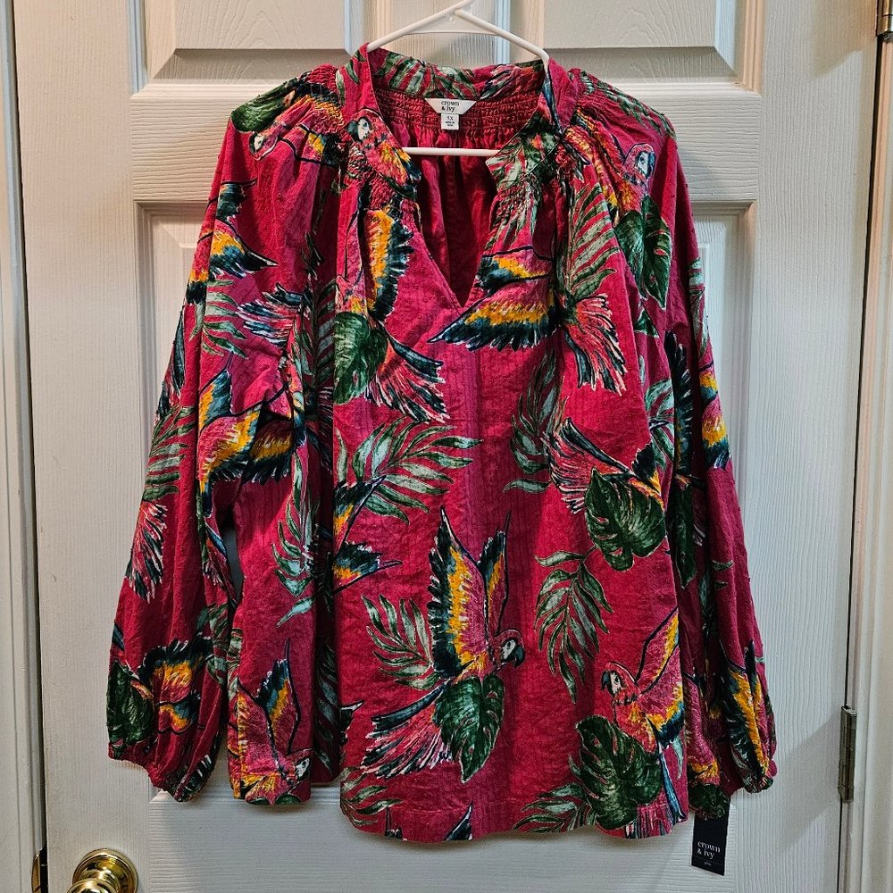 ** HOST PICK ** NWT - Women's Plus Size 3X - Bright Pink Multi Colored Top